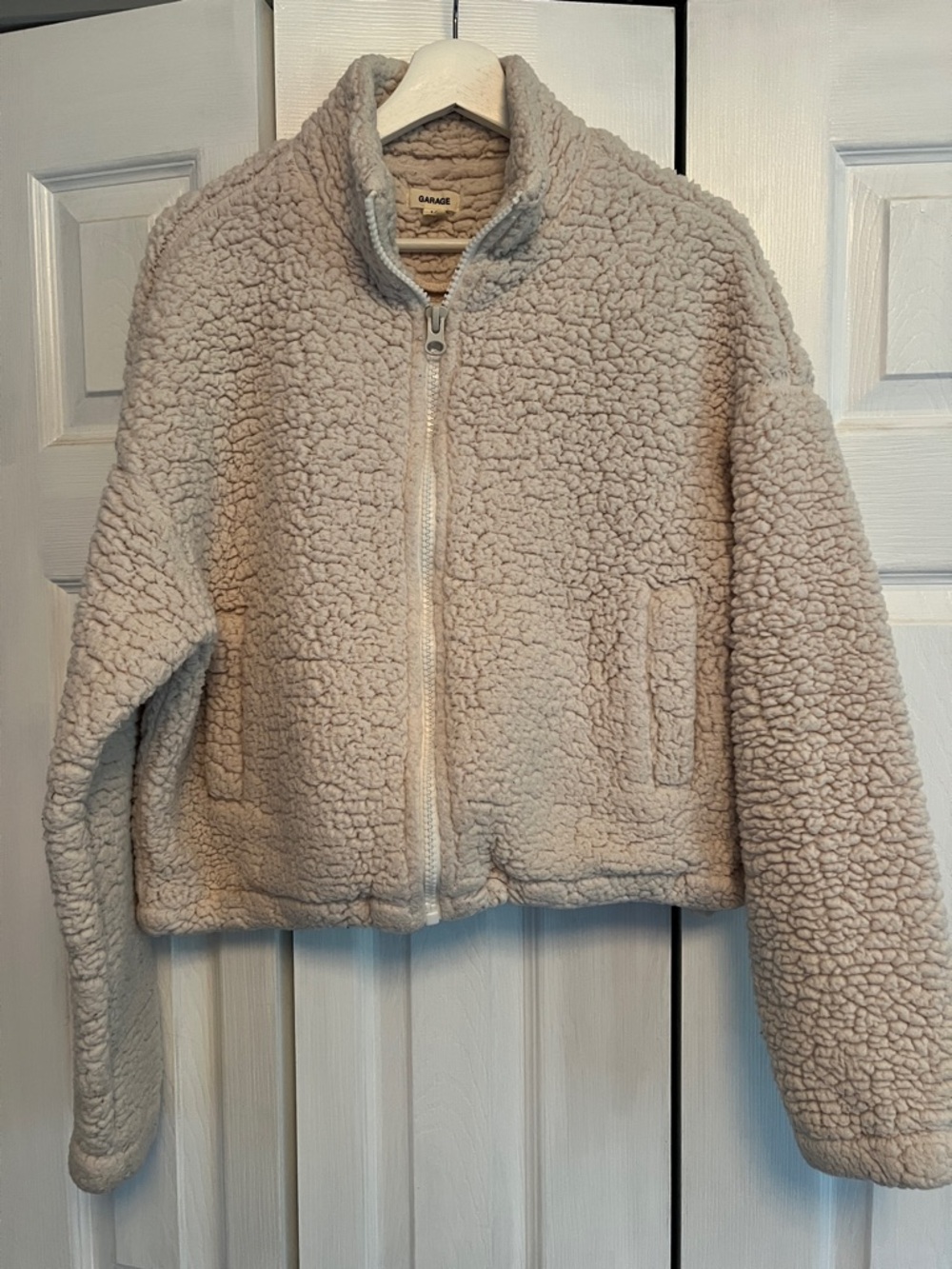 Garage Cream Sherpa Jacket with Zipper